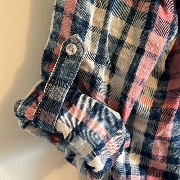 Tie-dye plaid flannel Anthropologie shirt - Picture 7 of 14